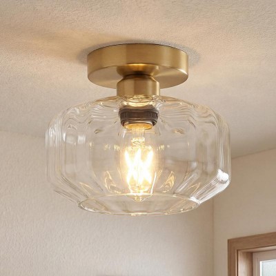 Ozma Stylish Wavy Glass Lantern Flush Mount Ceiling Light