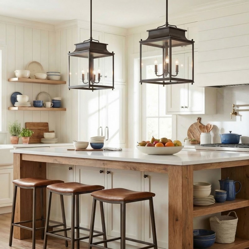 Marcellus Classic Metal Clear Glass Outdoor Lantern Pendant Light