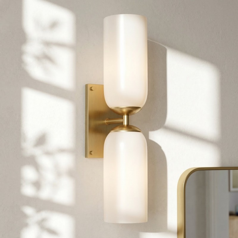 Iliana Rustic White Glass Double Tube Wall Sconce