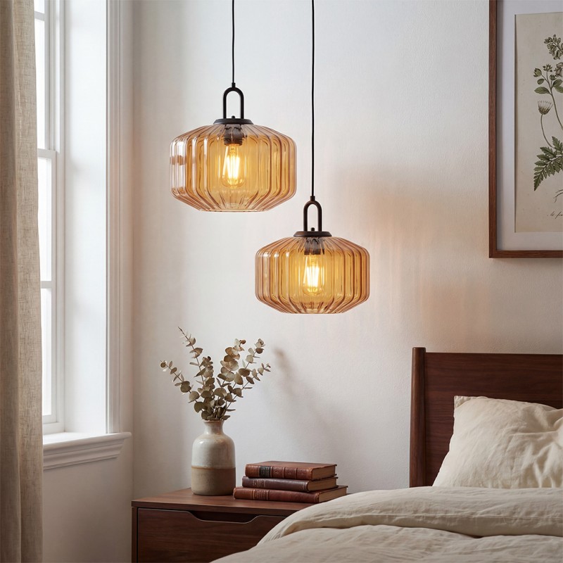 Ivan Vintage Handmade Striped Glass Pendant Light