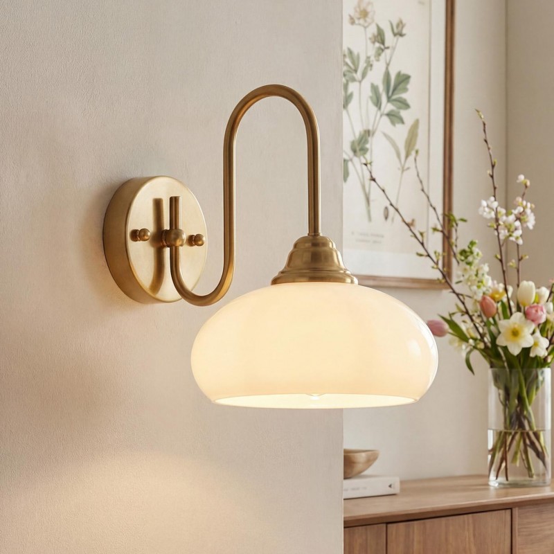 Ylvaen Bauhaus 1 Light Milk Glass Sconce
