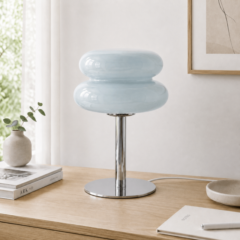 Josie Cream Glass Bauhaus Style Table Lamp