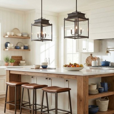 Marcellus Classic Metal Clear Glass Outdoor Lantern Pendant Light
