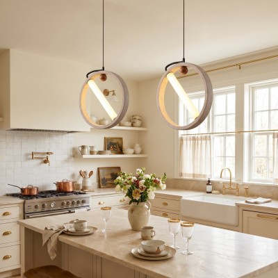 Conlan Japanese Travertine Circular Pendant Light
