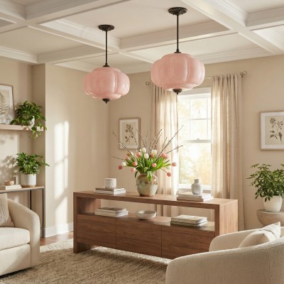Vortan Antique Brass Green Glass Semi-Flush Mount Eloise Pendant Lamp