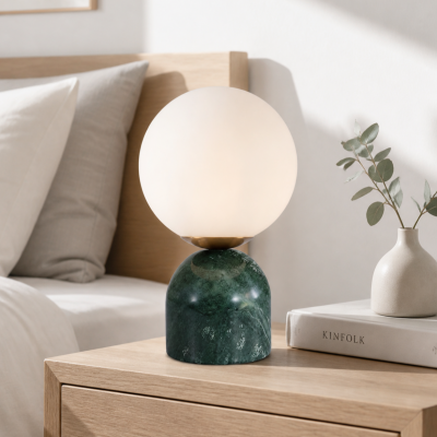 Aalia Nordic Small Marble Glass Orb Table Lamp
