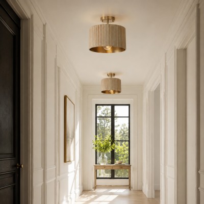 Jovani Farmhous Fluted Resin Drum Ceiling Light Jovani Farmhous Fluted Resin Drum Ceiling Light