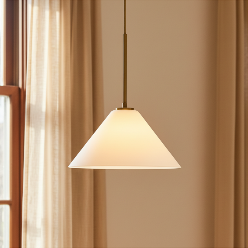 Nori Minimalist Brass Glass Cone Pendant Light