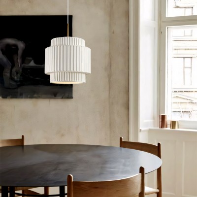 Brisby Striped Frosted Fluted Ceramic Pendant Light