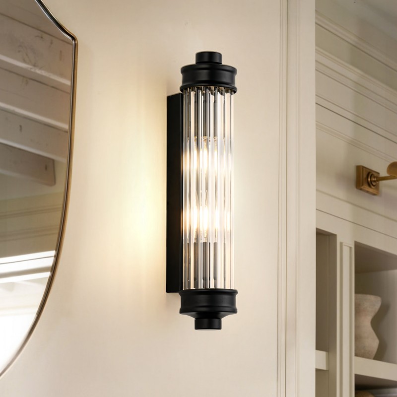 Raelin Retro Cylindrical Ribbed Glass Sconce