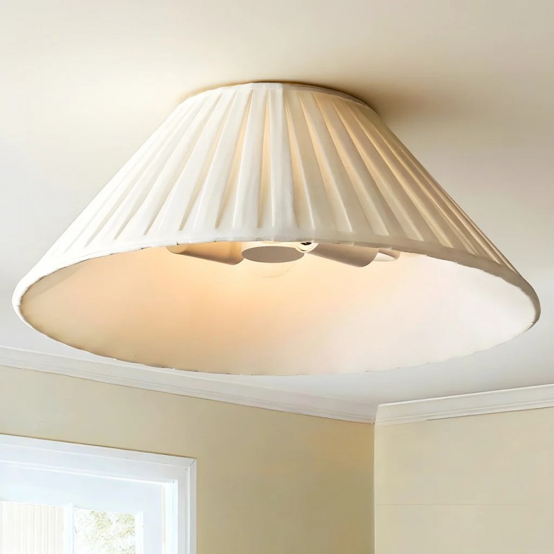Zephiris Vintage Pleated Fabric Cone Ceiling Light