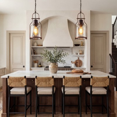 Eryxis Industrial Vintage Iron Glass Jar Pendant Light