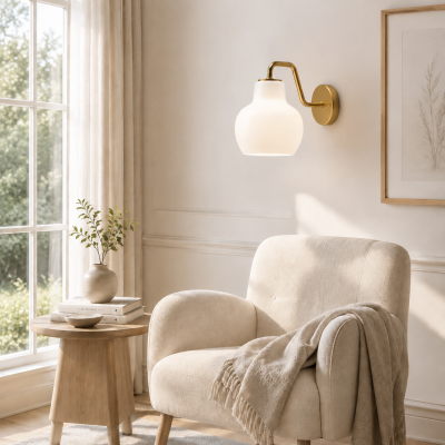 Aryahi Nordic Curved Brass Glass Wall Sconce Aryahi Nordic Curved Brass Glass Wall Sconce
