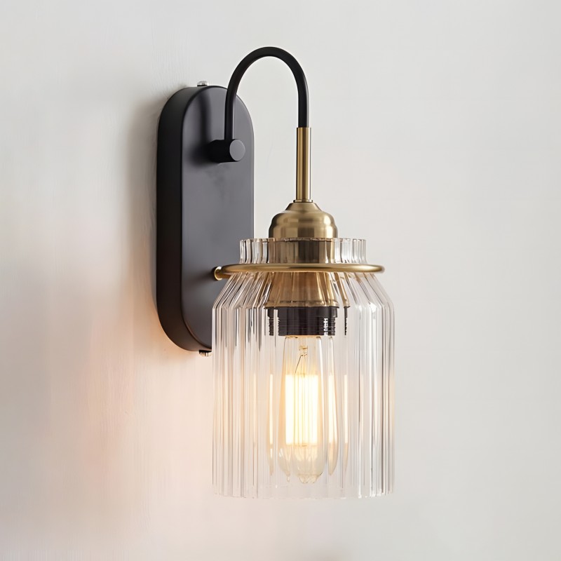 Hale Retro Cylinder Ribbed Glass Wall Sconce