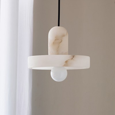 Vyndorix Farmhouse Hat Shaped Alabaster Pendant Light