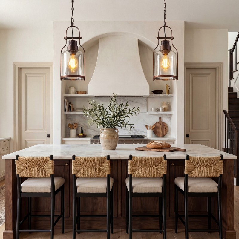 Eryxis Industrial Vintage Iron Glass Jar Pendant Light