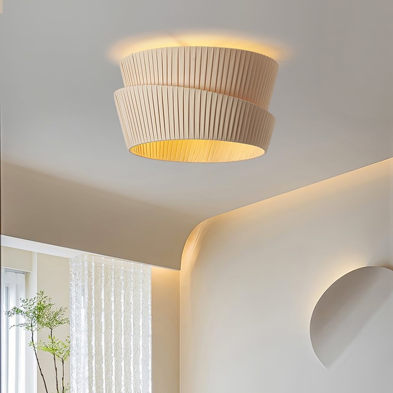 Mvari Modern Beige Pleated Fabric Ceiling Light