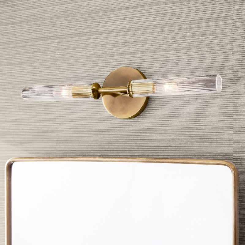 Alice Farmhouse Transparent Ribbed Glass Double Tube Sconce