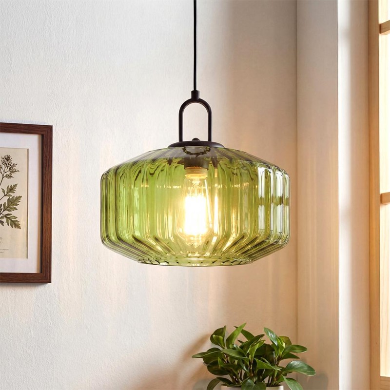 Ivan Vintage Handmade Striped Glass Pendant Light