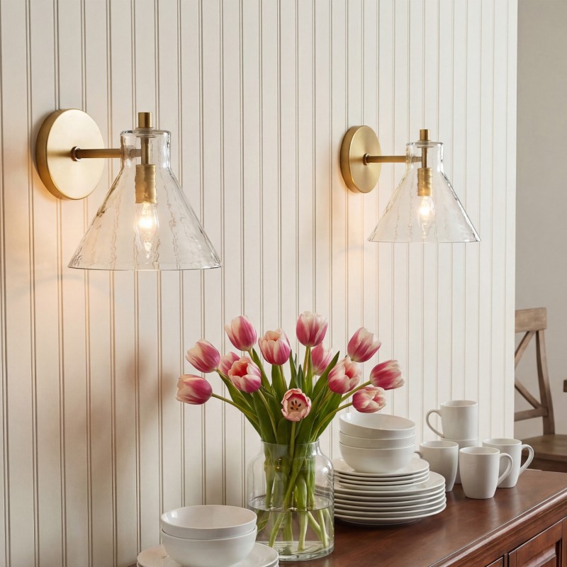 Oren Farmhouse Conical Glass Wall Sconce