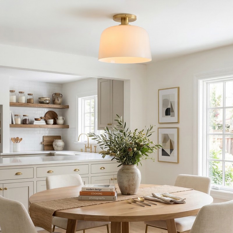 Hannahlee ‎Minimalist Glass Semi Flush Mount Ceiling Light