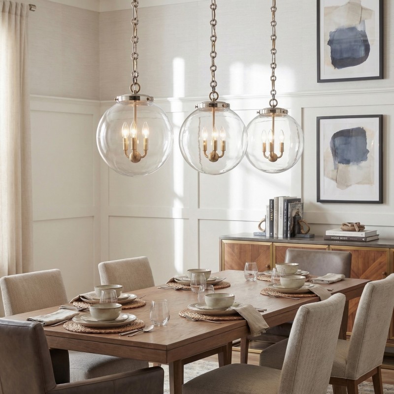 Oona Farmhouse Gold Glass Globe Pendant Light