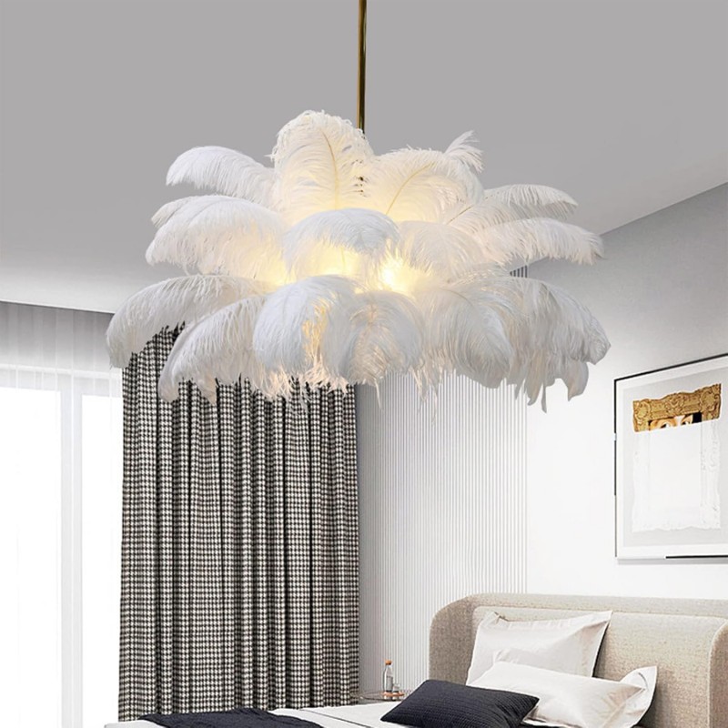 Caden Modern Nordic Ostrich Feather Chandelier