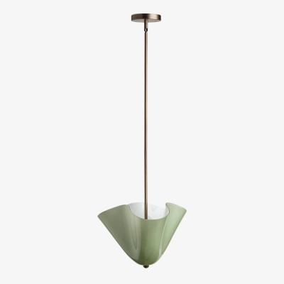 Bellina Radner Pendant Light – Colored Glass Shade with Brass Detail for Modern Spaces...