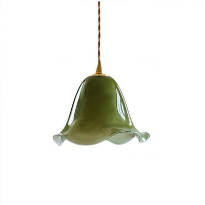 Vintage Green Glass Pendant Light K892