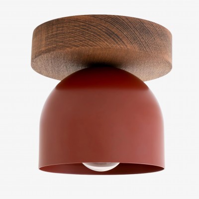Metio Dome Flush Mount Ceiling Light - Oak Finish with Metal Shade K1421