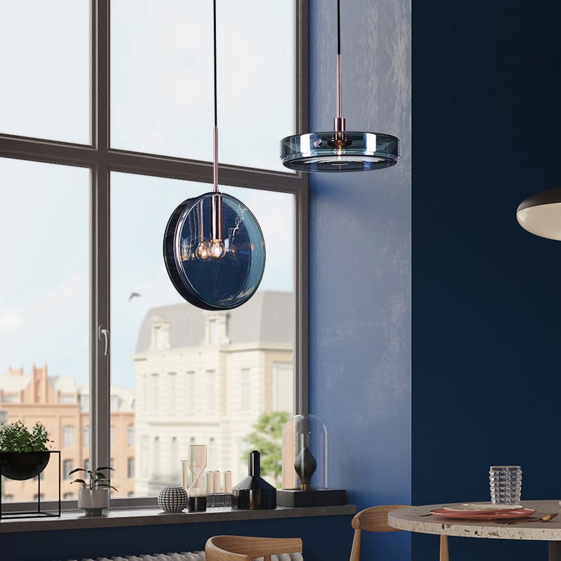 Dark Blue Glass Pendant Lamp