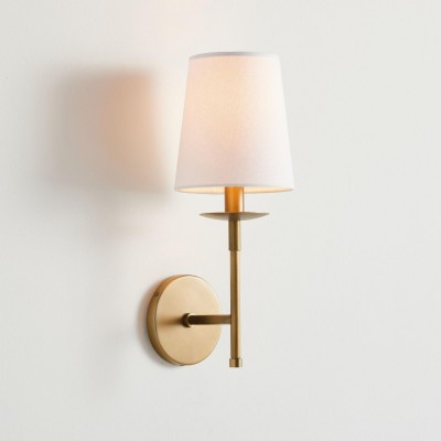 Rowan Iron Wall Sconce with Linen Shade – Industrial Classic Accent Light K1315