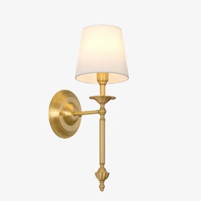Arcuma Classic Fabric Shade Wall Lamp - Retro Copper Wall Sconce for Living Spaces K2069