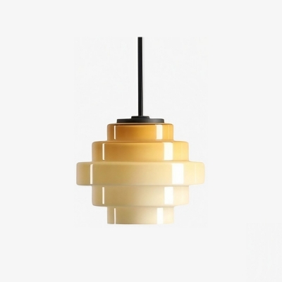 Retro Tiered Glass Pendant Lamp - Glass Shade Hanging Light for Indoor Spaces K2339