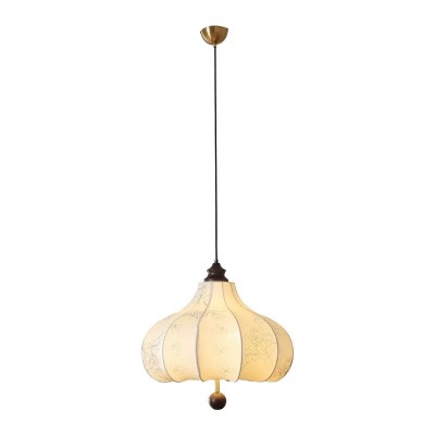 French Antique Chestnut Fabric Pendant Light K206
