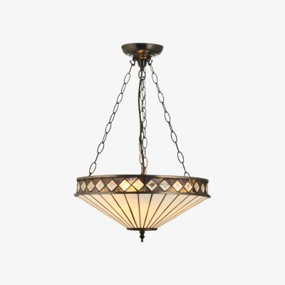 TF Fargo Adjustable Pendant Light with Stained Glass Inspired Inverted Shade for Island...