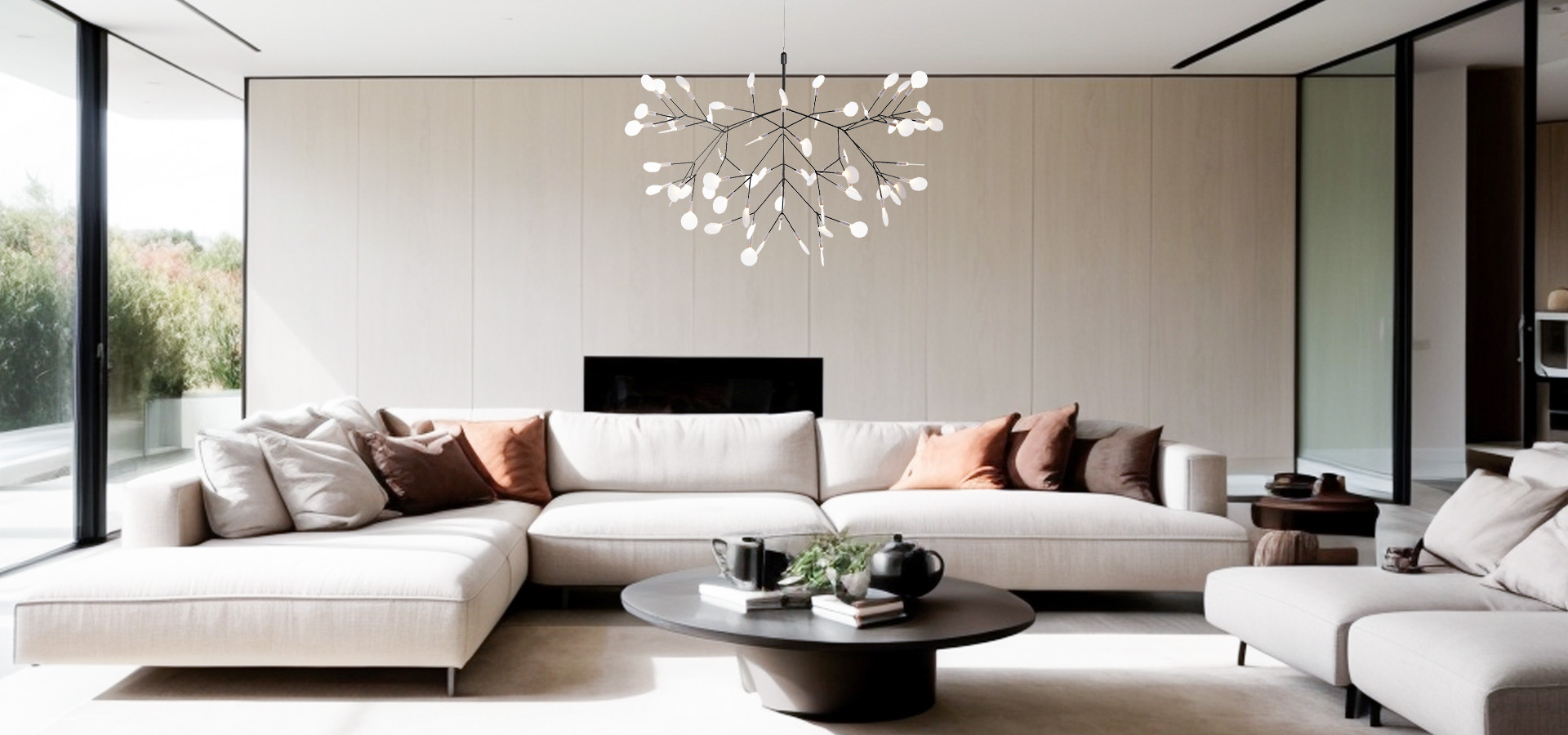 Żyrandol LED Heracleum w salonie