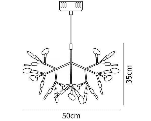 Diagram rozmiarów żyrandola Heracleum