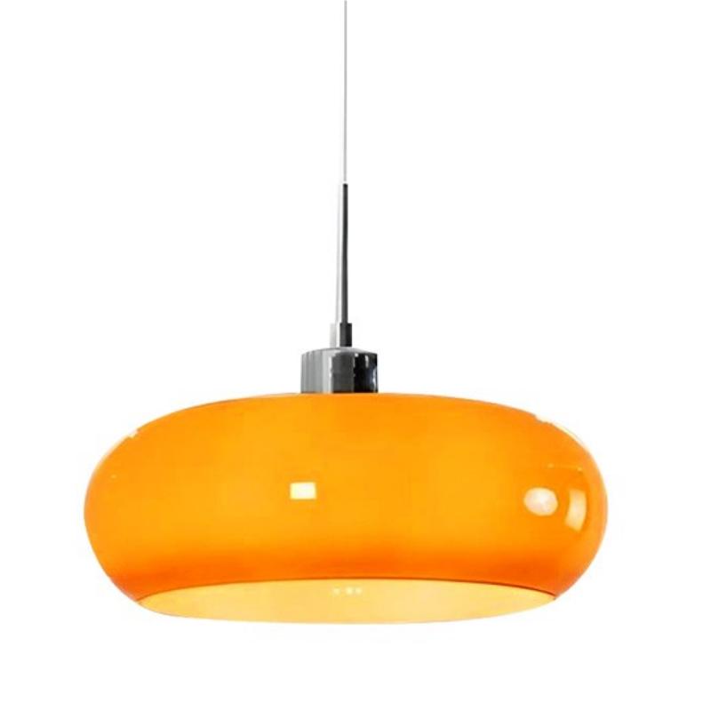 Deep orange Bauhaus glass pendant lamp