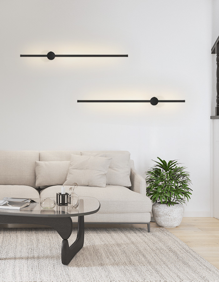 Industrial black linear LED wall light