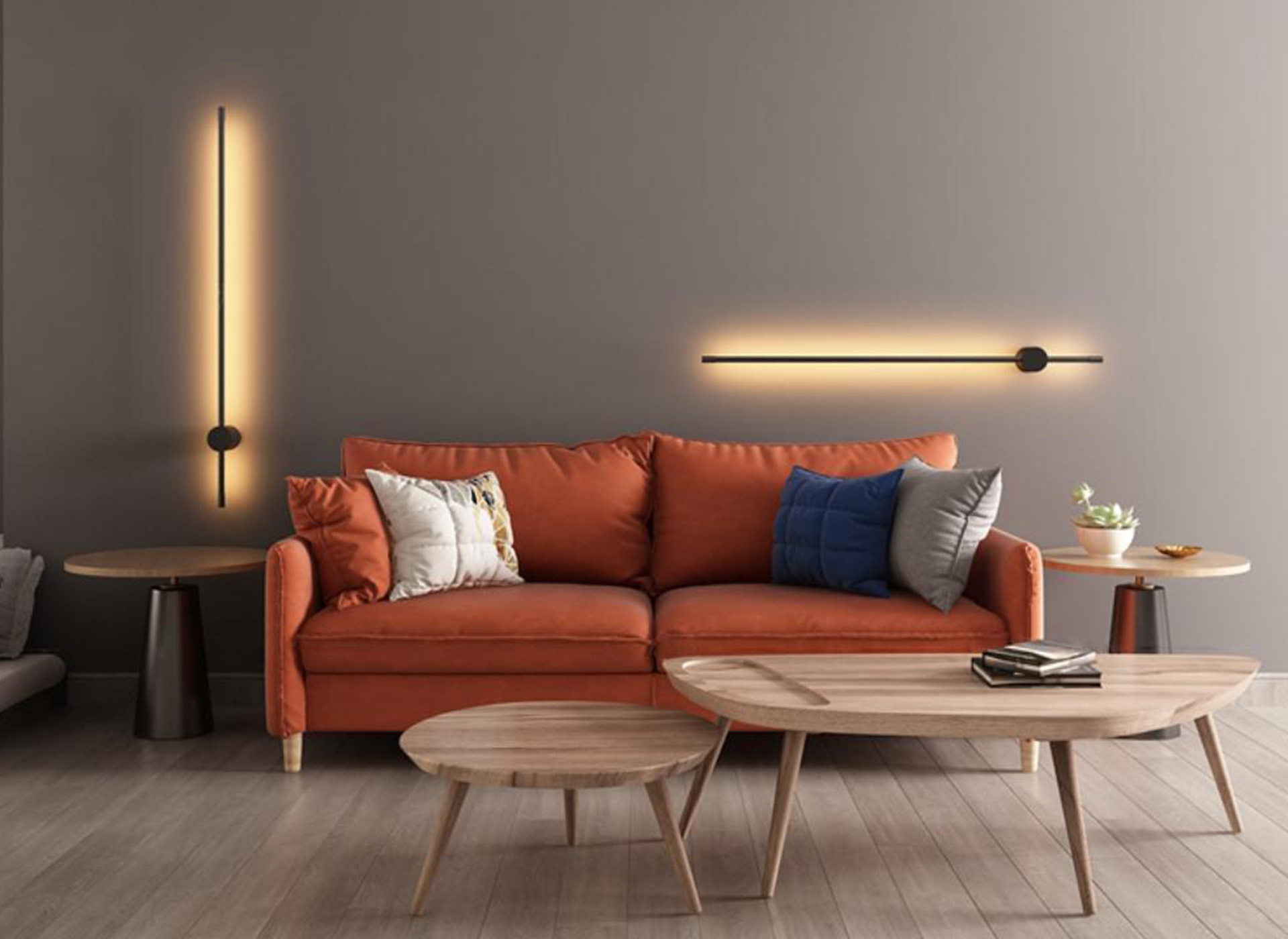 Linear wall light detail scene