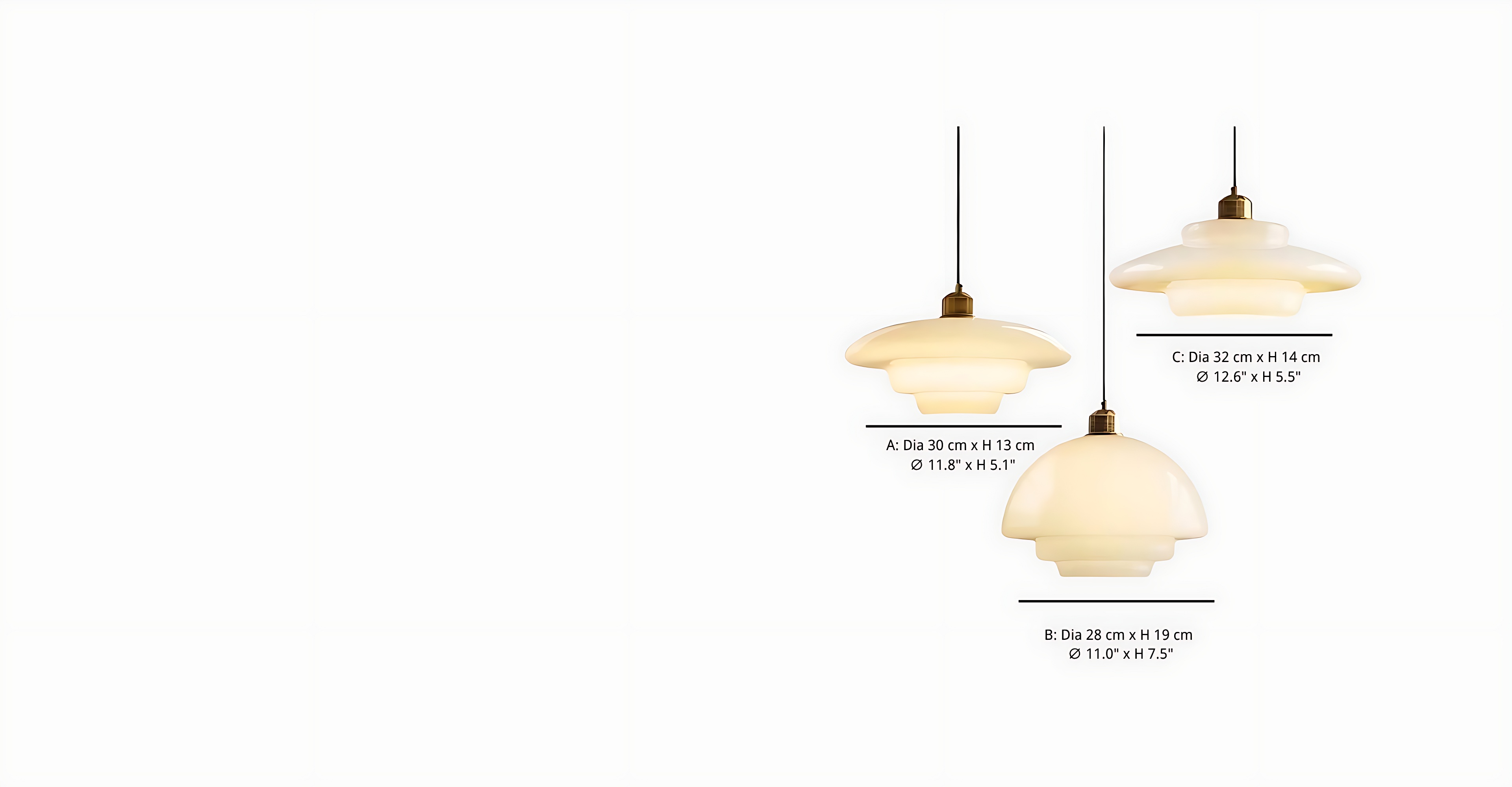 Milk white pendant lamp size