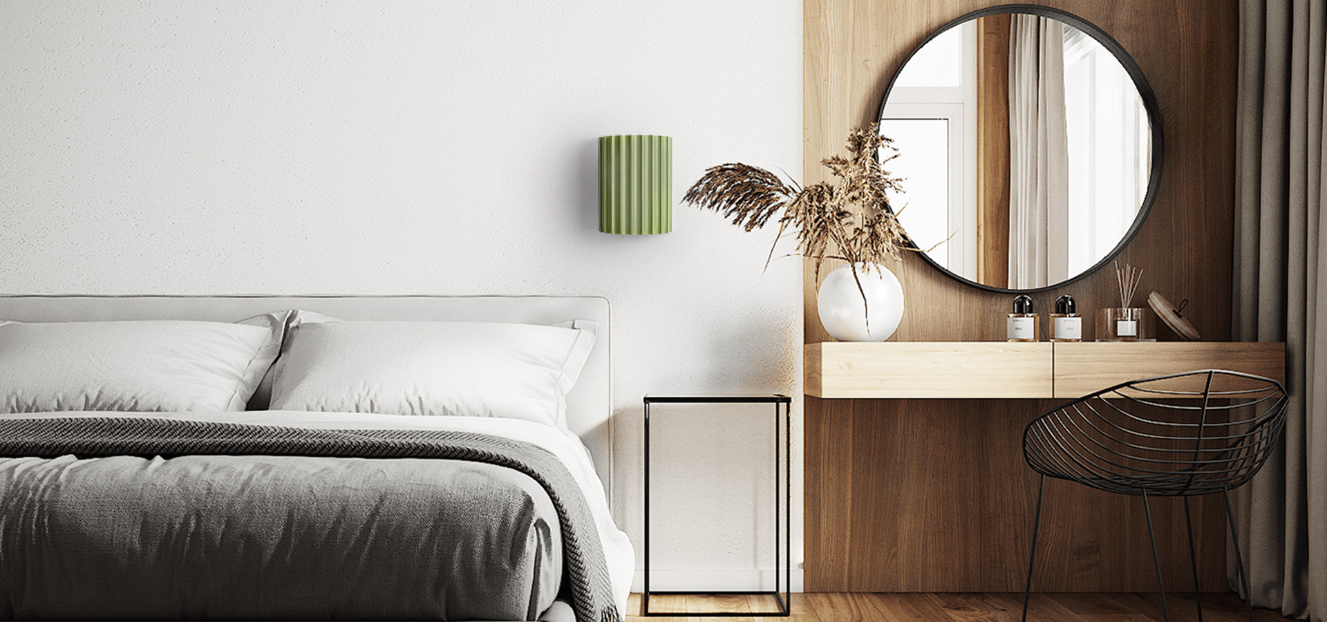 Scandinavian fluted wall lamp bedroom