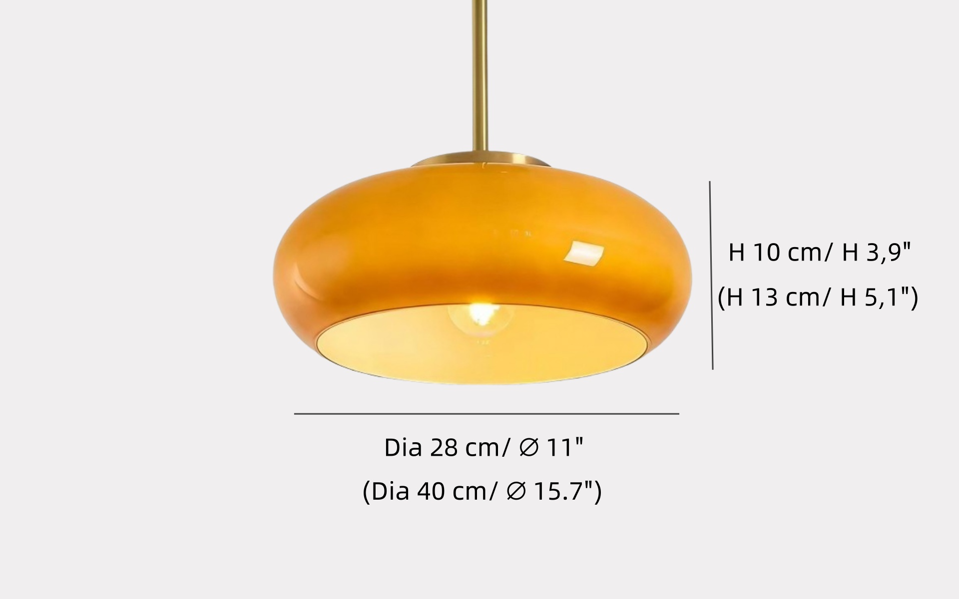 Schemat rozmiarów lampy sufitowej Bauhaus