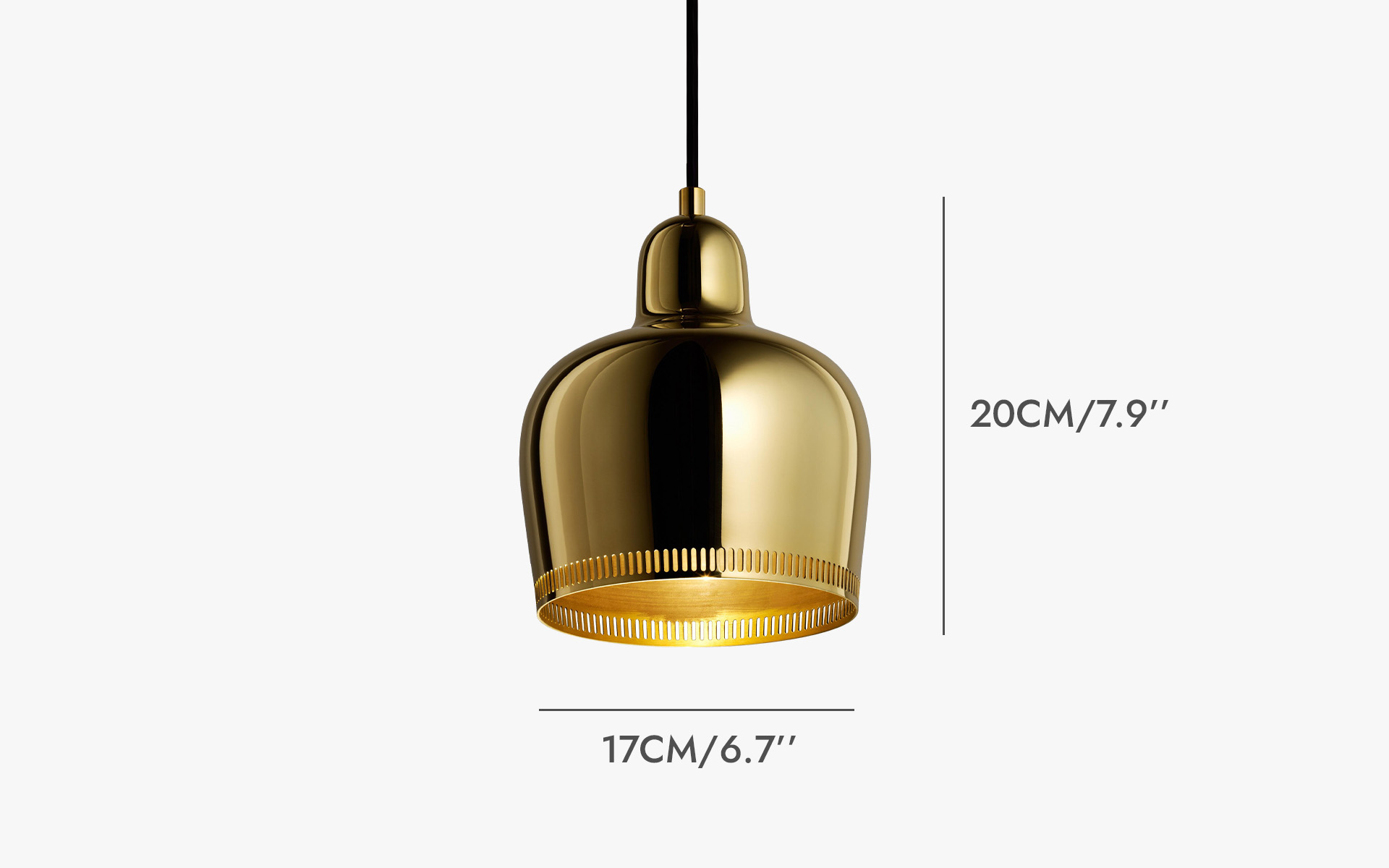 Diagram rozmiarów wisiorka Golden Bell