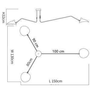 3 heads size: Dia 150 cm x H 32 cm / ∅ 59" x H 12.6 ″