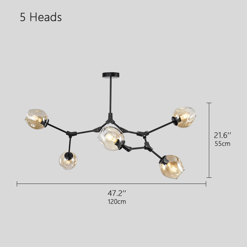 5 heads: ∅ 47.2" x H 21.7″ / Dia 120 cm x H 55 cm