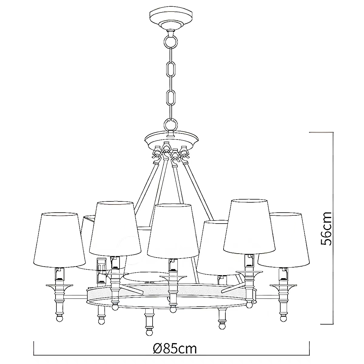 8 heads: Dia 85 cm x H 56 cm/∅ 33.5 in x H 22.1 in
