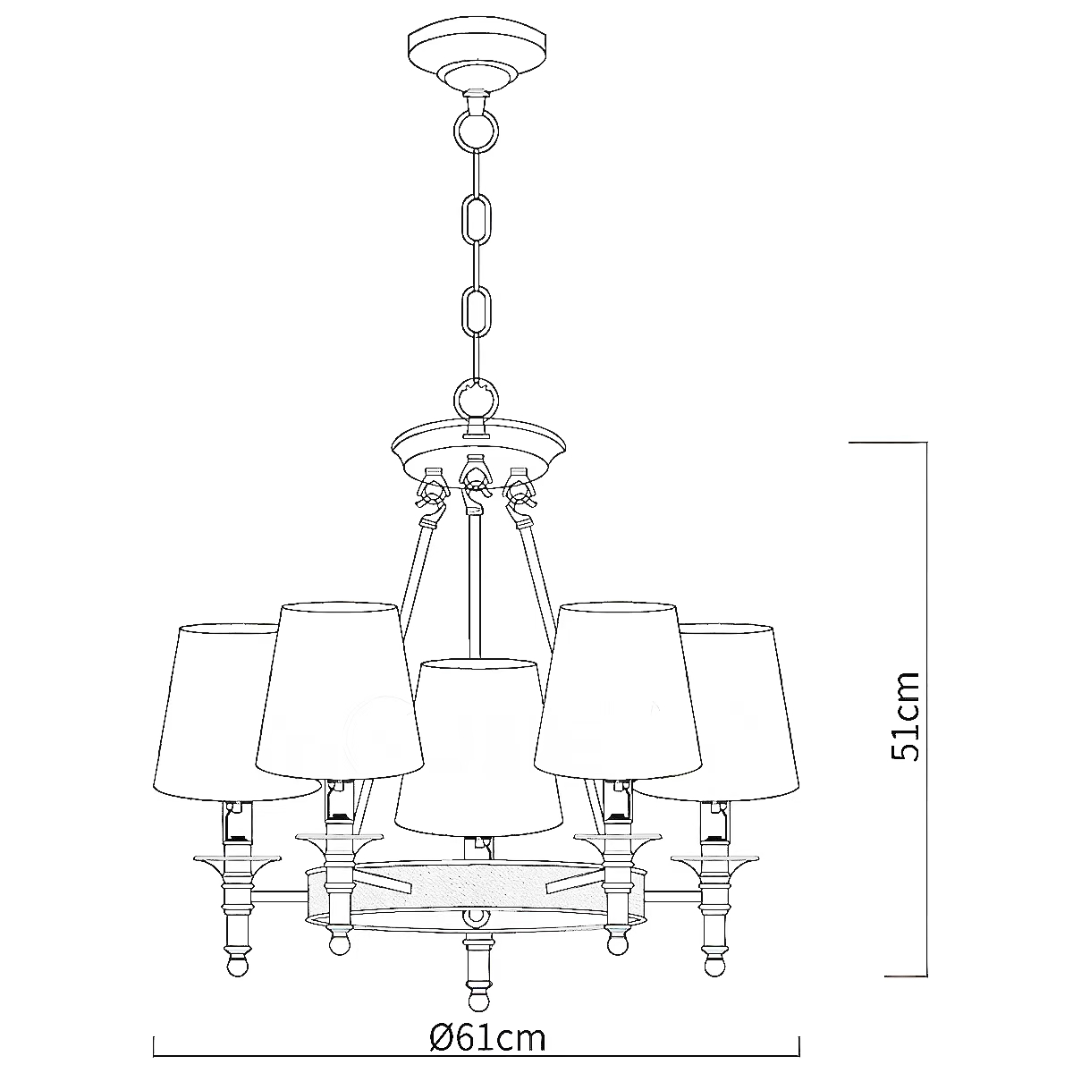 5 heads: Dia 61 cm x H 51 cm/∅ 24 in x H 20.1 in