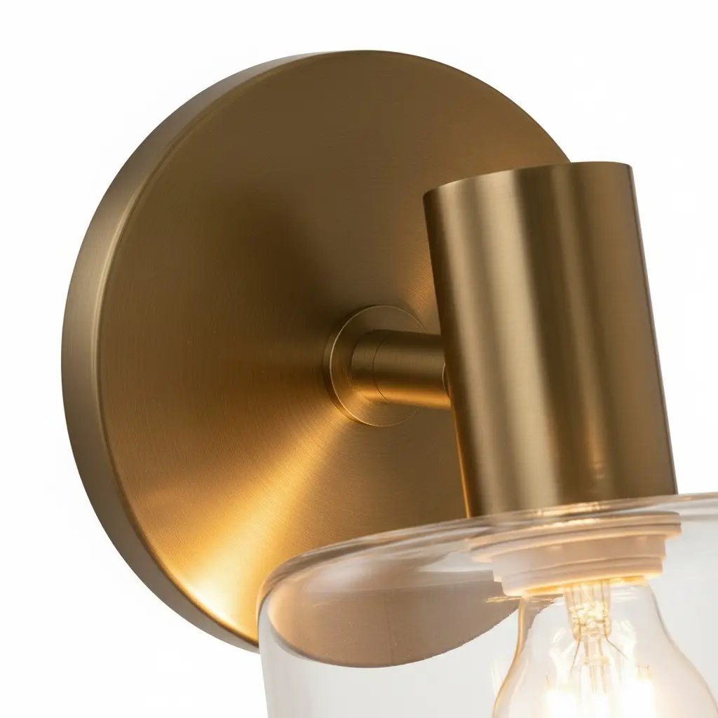 Brass Round Backplate & Sleek Arm